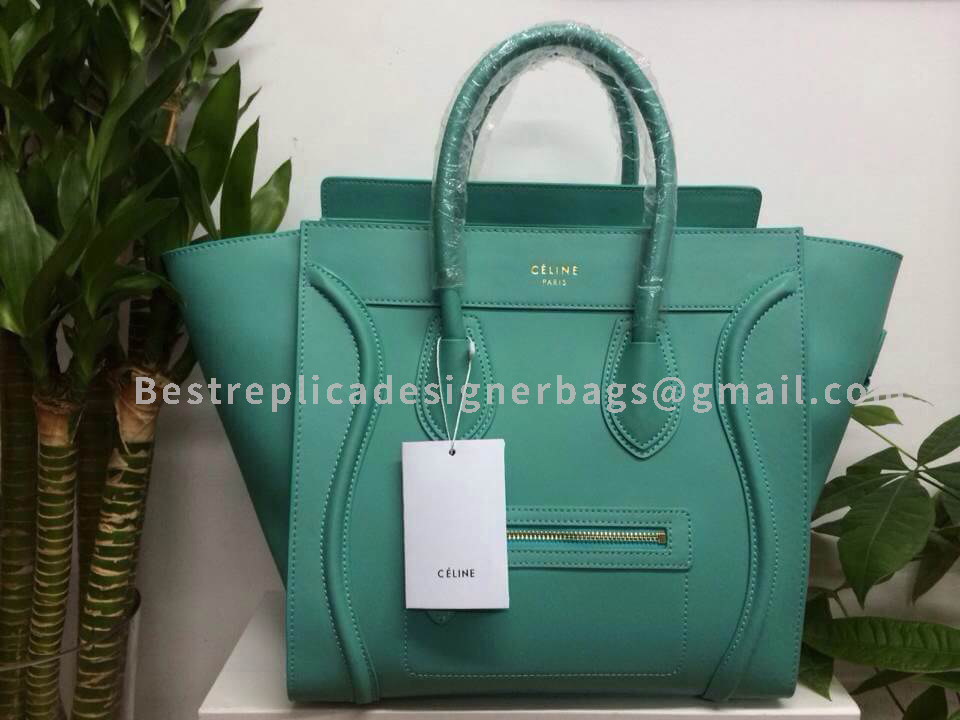 Celine Mini Luggage bag in Turquoise Smooth Calfskin